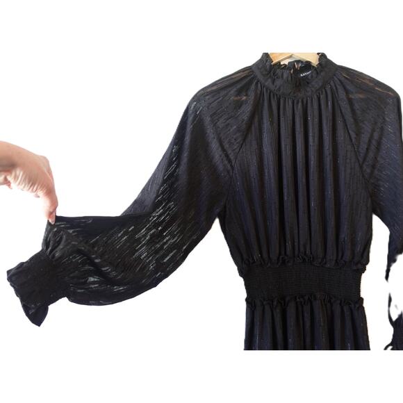 Vintaage Maxi Dress 8 Black Boho Ruffle Tiered Sheer Whimsigoth Goth Witchy Boho - Picture 3 of 12